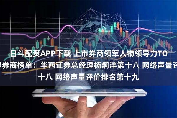 日斗配资APP下载 上市券商领军人物领导力TOP榜丨成长发展券商榜单：华西证券总经理杨炯洋第十八 网络声量评价排名第十九