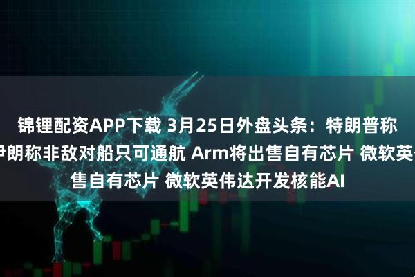 锦锂配资APP下载 3月25日外盘头条：特朗普称正和伊朗谈判 伊朗称非敌对船只可通航 Arm将出售自有芯片 微软英伟达开发核能AI